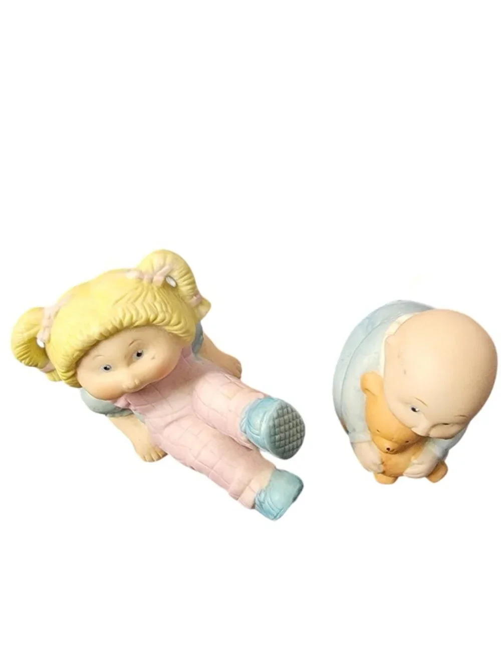 Cabbage Patch Kids Vintage Porcelain Figurines Set 1984 Baby Boy Blond Girl 80s